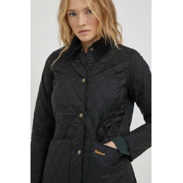 Barbour geaca femei, culoarea negru, de tranzitie