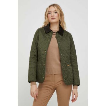 Barbour geaca femei, culoarea verde, de tranzitie