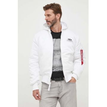 Alpha Industries geaca bomber MA-1 ZH Back Print barbati, culoarea alb, de iarna