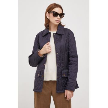 Barbour geaca femei, culoarea albastru marin, de tranzitie