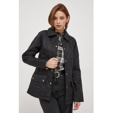 Barbour geaca femei, culoarea negru, de tranzitie