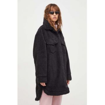 UGG geaca femei, culoarea negru, de tranzitie, oversize