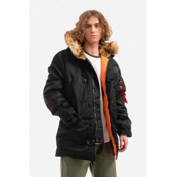 Alpha Industries geacă ALPHA INDUSTRIES PARKA N3B VF 59 bărbați, culoarea negru, de iarnă 103141.03-black