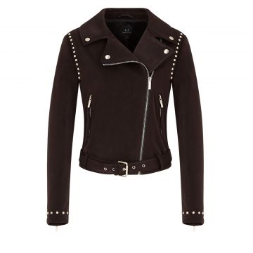 Faux suede biker jacket l