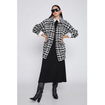 Haina din amestec de lana cu model houndstooth