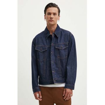HUGO geaca jeans barbati, culoarea albastru marin, de tranzitie, 50518044