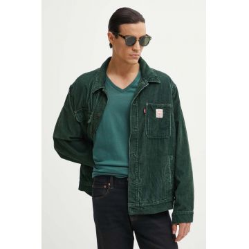Levi's jacheta de bumbac culoarea verde, de tranzitie, oversize, A4820