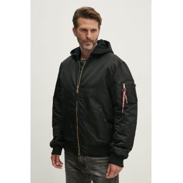 Alpha Industries geaca bomber MA-1 ZH Back EMB barbati, culoarea negru, de iarna, oversize