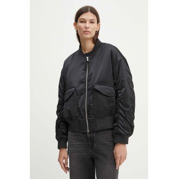 Levi's geaca bomber femei, culoarea negru, de tranzitie, A7262