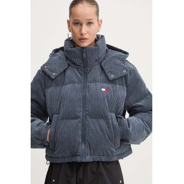 Tommy Jeans geaca de puf femei, culoarea albastru marin, de iarna, oversize, DW0DW18297