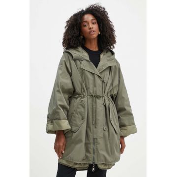 Weekend Max Mara parka reversibilă culoarea verde, de tranzitie, oversize, 2425026051600