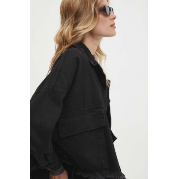 Answear Lab geaca jeans femei, culoarea negru, de tranzitie