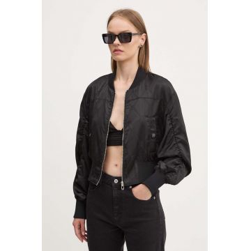 HUGO geaca bomber femei, culoarea negru, de tranzitie, 50518018