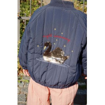 Konges Sløjd geaca bomber pentru copii JUNO SEQUIN BOMBER JACKET culoarea albastru marin, KS101250