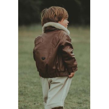 Donsje jachetă bomber din piele pentru copii Yuki Leather Jacket Bear culoarea maro, 4058502