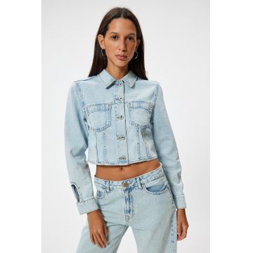 Jacheta-camasa crop din denim