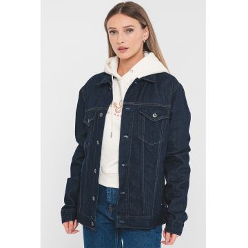 Pepe Jeans London - Jacheta unisex de denim cu buzunare cu clapa