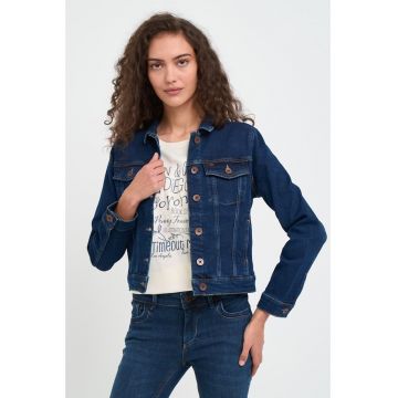 Jacheta dama din denim cu buzunare - Albastru