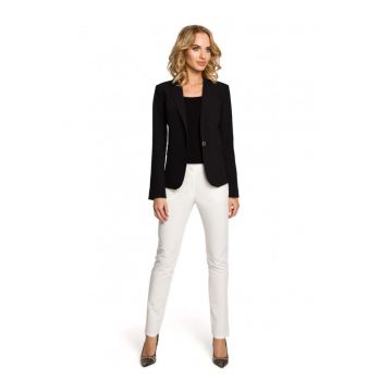 Blazer elegant Cu nasture - Poliester - Viscoza - Negru