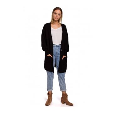 Cardigan cu buzunare. . Acril/Poliamida. Negru. L/XL