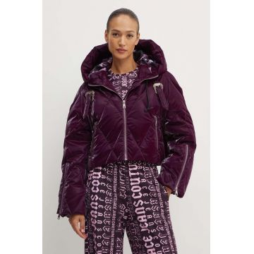 Versace Jeans Couture geaca de puf femei, culoarea bordo, de iarna, oversize, 77HAUD14 CQ05D