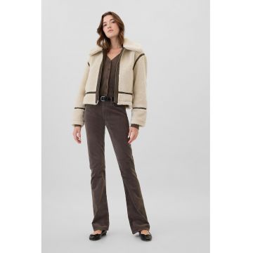 Geaca crop de blana shearling sintetica