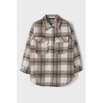 Jacheta-camasa din amestec de bumbac cu model plaid