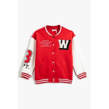 Jacheta varsity cu buzunare oblice