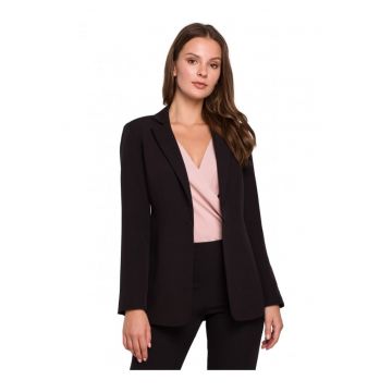 Blazer elegant Makeover - Cu nasture - Poliester - Elastan - Negru