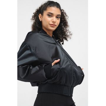 Jacheta bomber cu aspect de satin