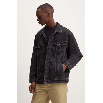 Levi's geacă din denim bărbați, culoarea negru, de tranziție, oversized, A5782