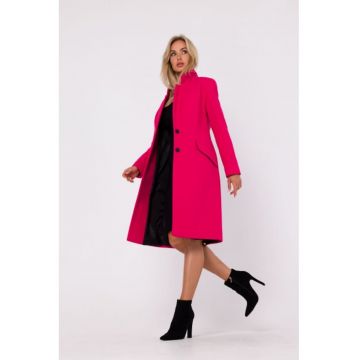 Palton clasic cu nasturi - Fucsia -